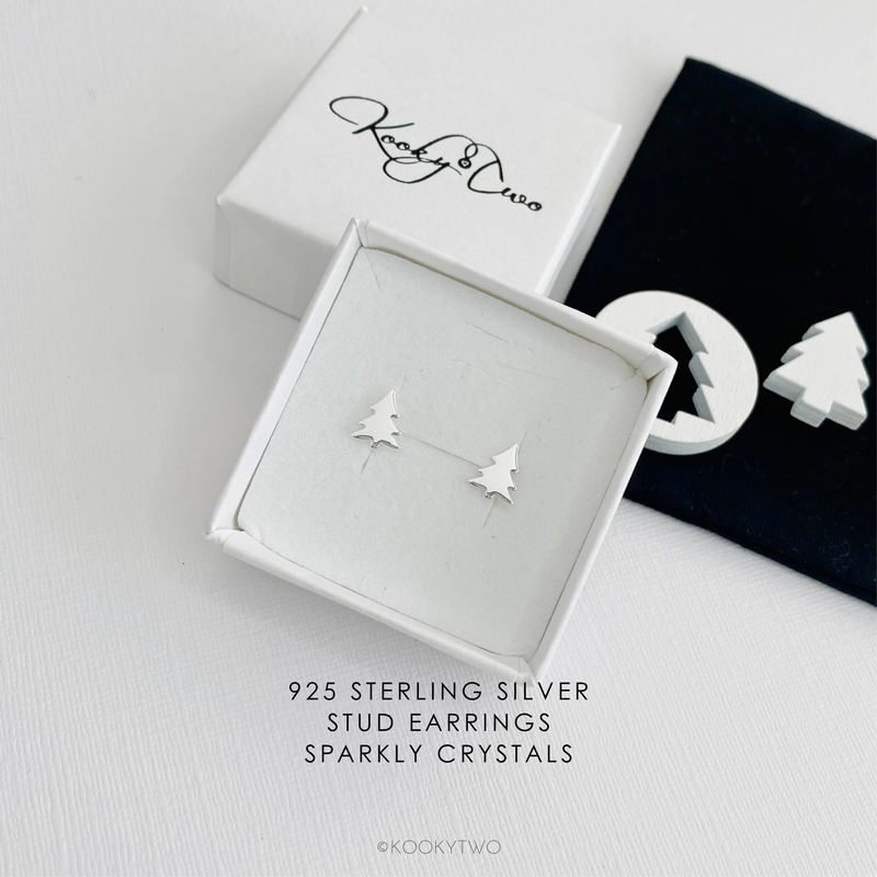 Silver Christmas Tree Stud Earrings