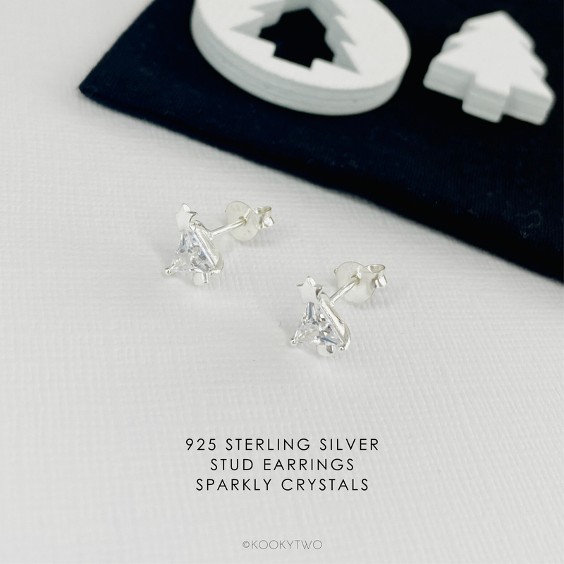 Crystal Sparkly Christmas Tree Stud Earrings