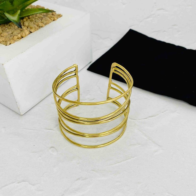 Gold Slim Bar Cuff Bangle