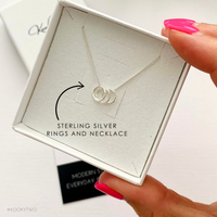 Silver 30th Birthday Three Rings Necklace