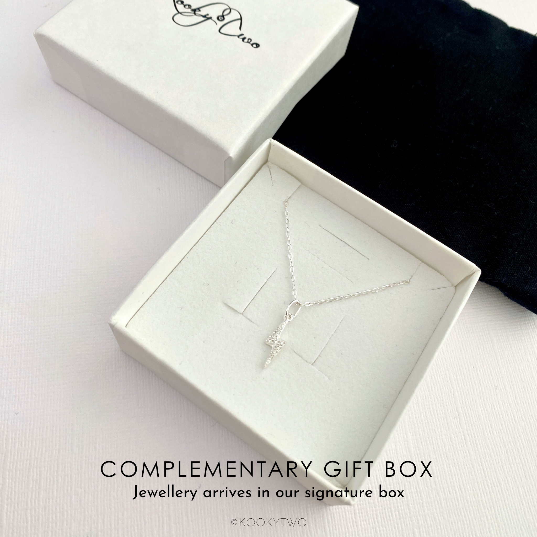 Sterling Silver Lightning Bolt Necklace with CZ Crystals