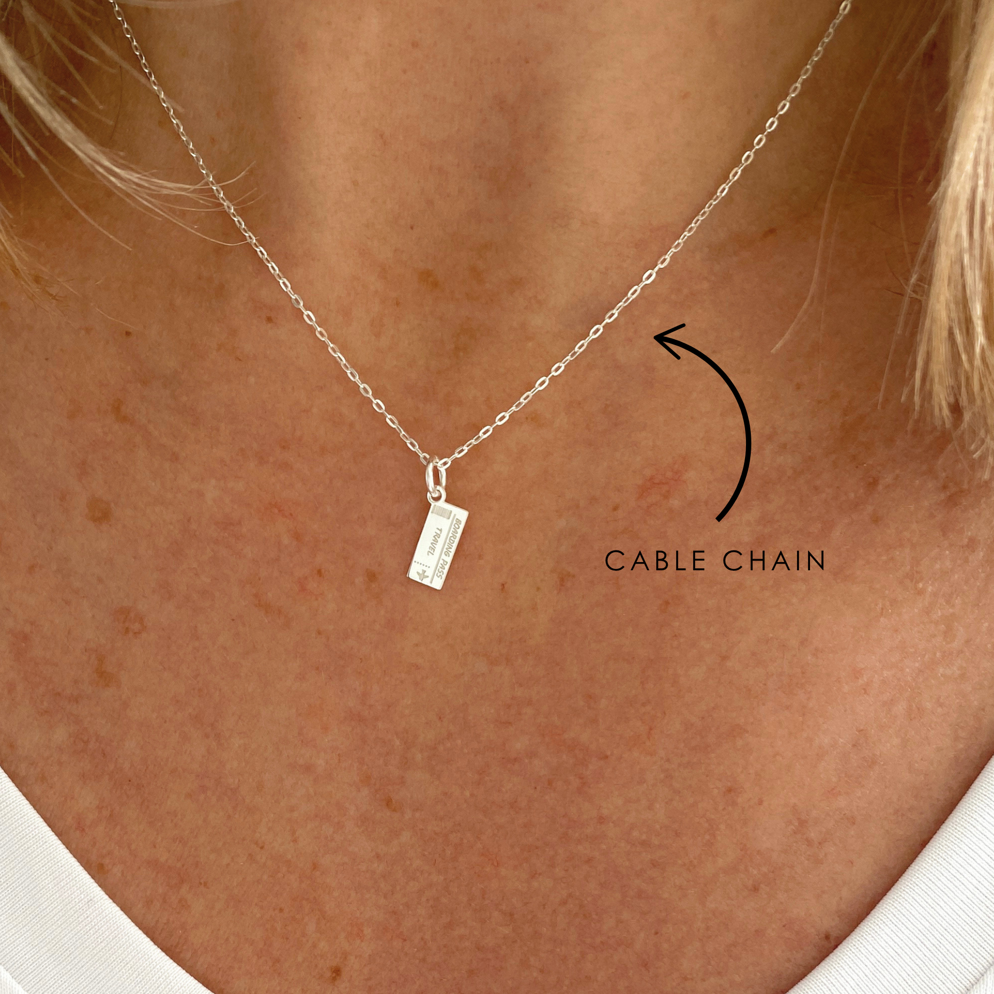 Silver Travel Ticket Charm Necklace