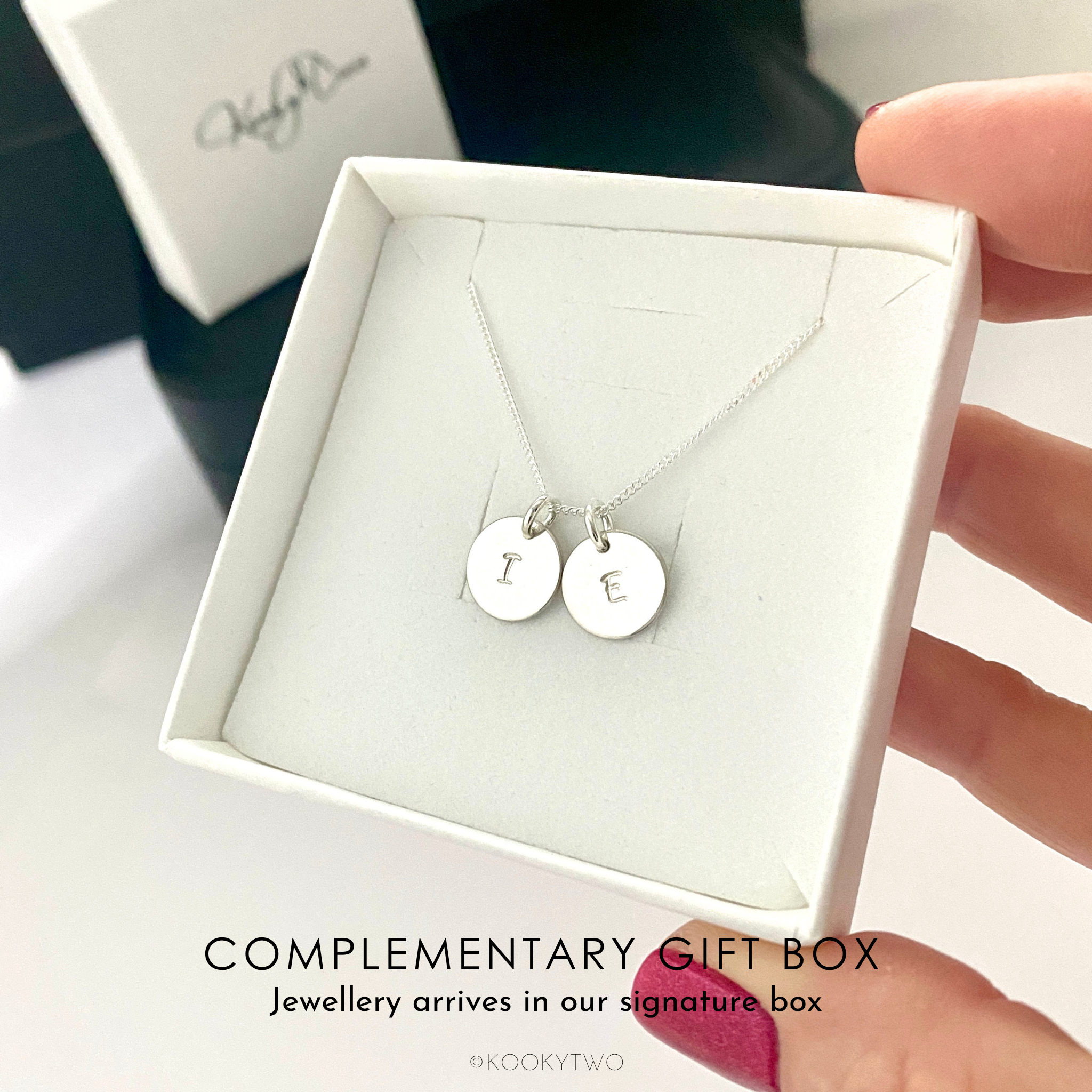 Silver Two Initial Personalised Disc Necklace
