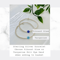 Silver evil eye stacking bracelets