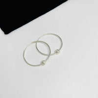 Silver Etched Bead Hoop Earrings