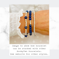 Lapis lazuli gemstone bead bracelets. Sterling silver blue bead bracelets.