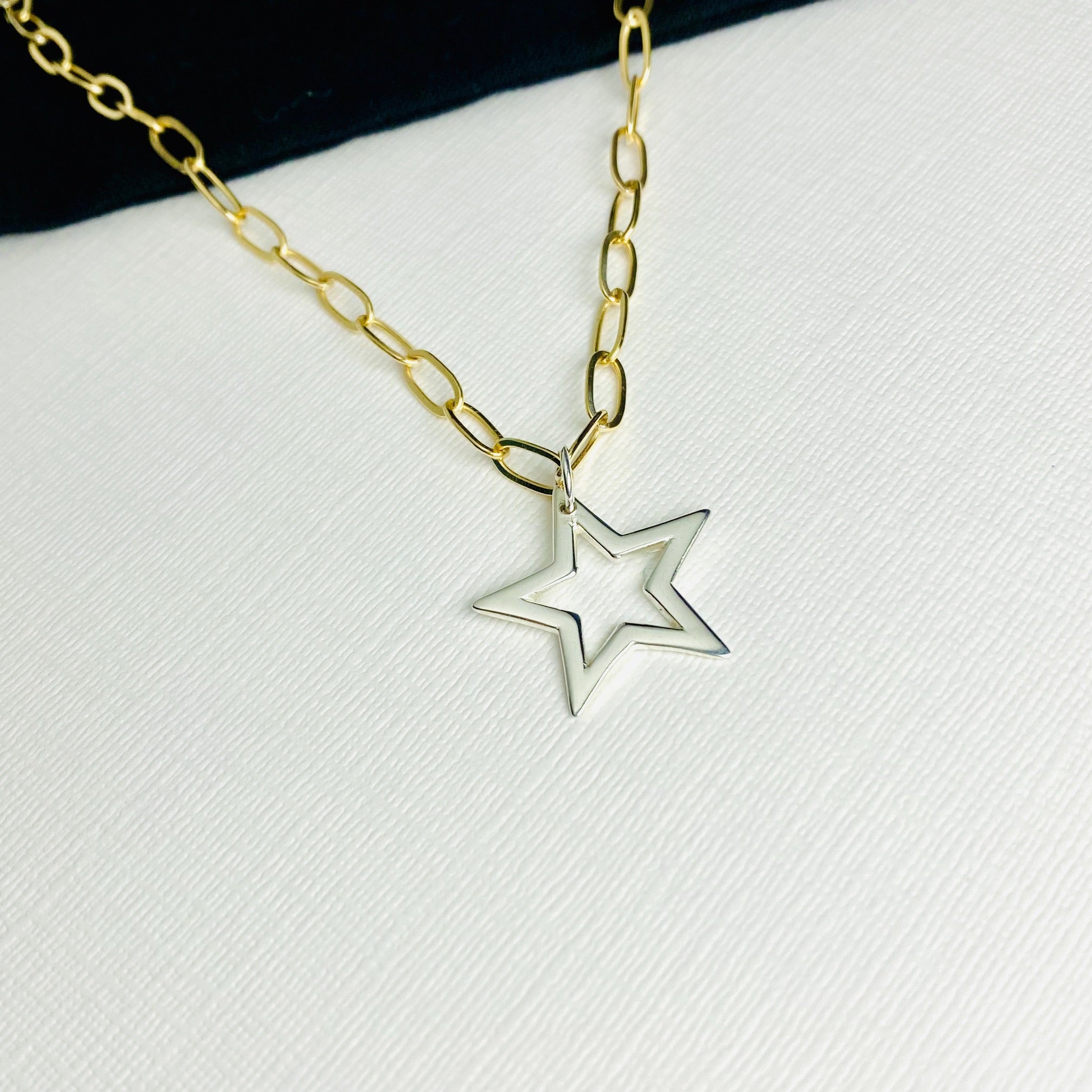 9ct Gold Star Necklace - Geometric Pendant - Louy Magroos