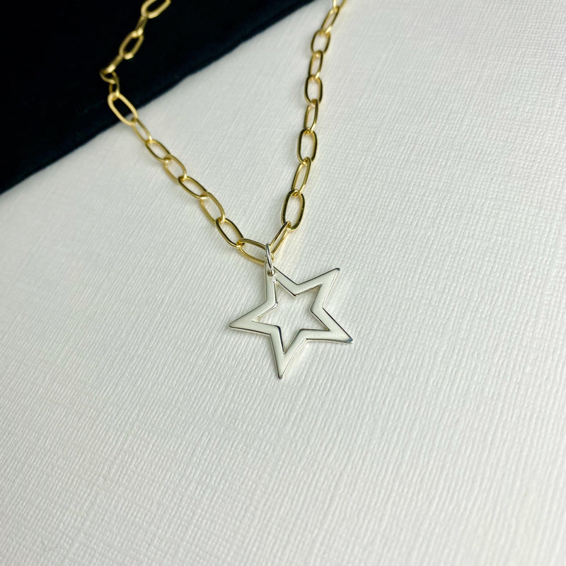 STELLAR | Gold Chain and Silver Star Necklace