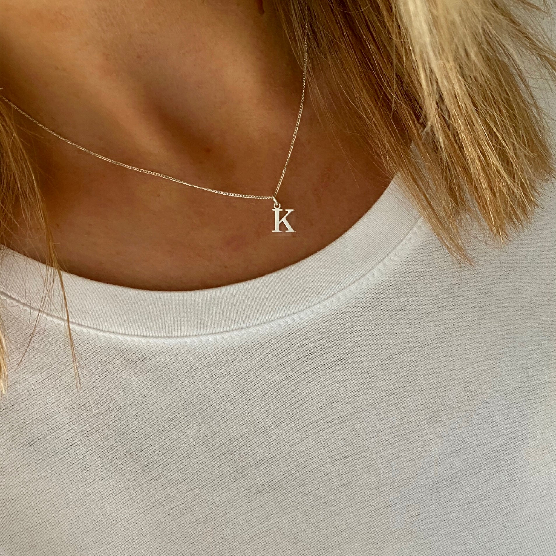 Necklace with initials silver discount