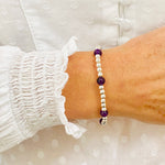 Amethyst bead bracelet. Purple and silver bracelet.