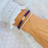 Amethyst Gemstone Bracelet with Silver Accent | Solo or Stack Set