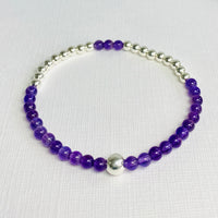 Amethyst gemstone bracelet with sterling silver beads. Handmade gemstone bracelet by KookyTwo.