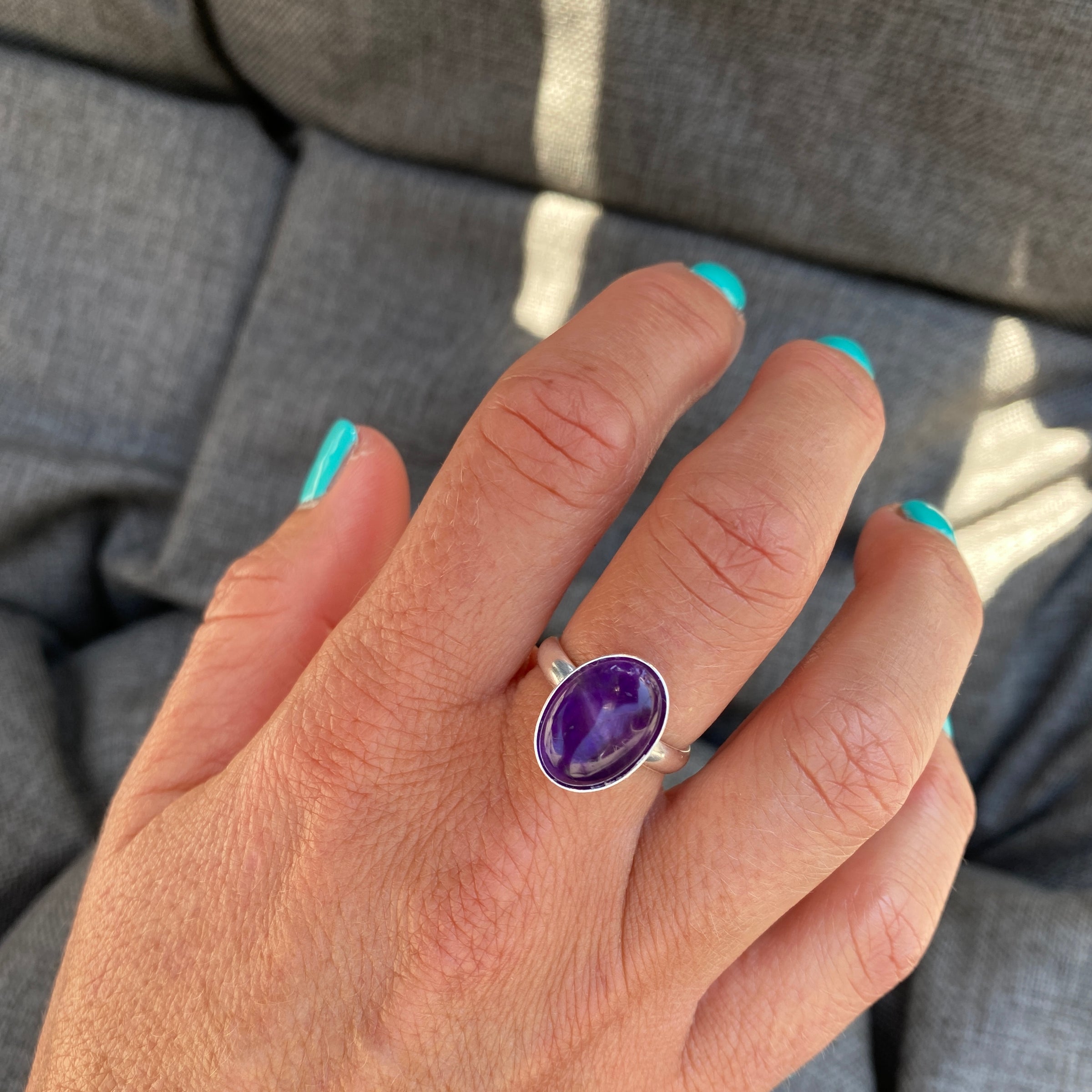 Amethyst Ring Adjustable Ring Amethyst Gemstone Ring KookyTwo