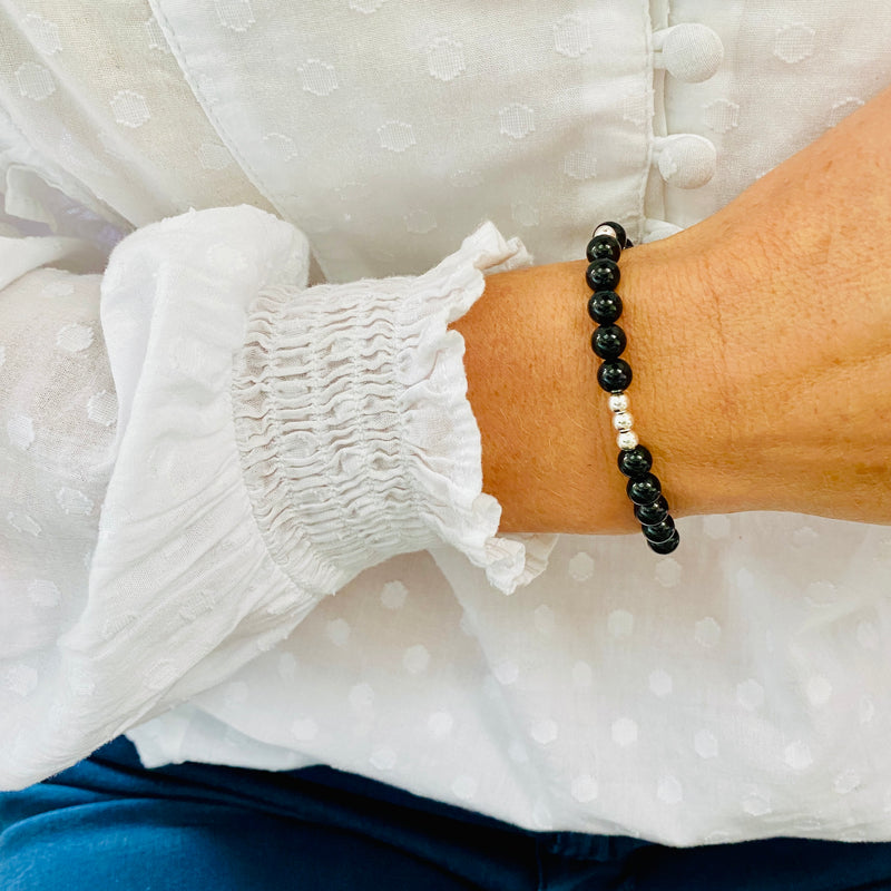 Men's Black Onyx Lava Stone Strength Calming Healing Leather Bracelet –  EvelynCreations