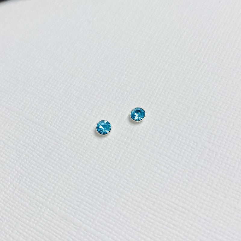 Aquamarine Crystal Stud Earrings