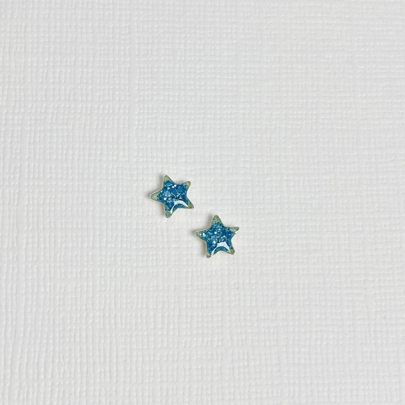 Blue glitter star earrings., Blue star earrings. Glitter star earrings. Earrings for girls. Earrings for teens.