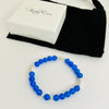 Blue Onyx Bead Bracelet with Silver Accent | Solo or Stack Set