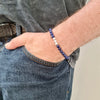 Bracelet for men with lapis lazuli beads and sterling silver beads.