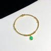 Gold Bracelet with Chrysoprase Gemstone Charm.