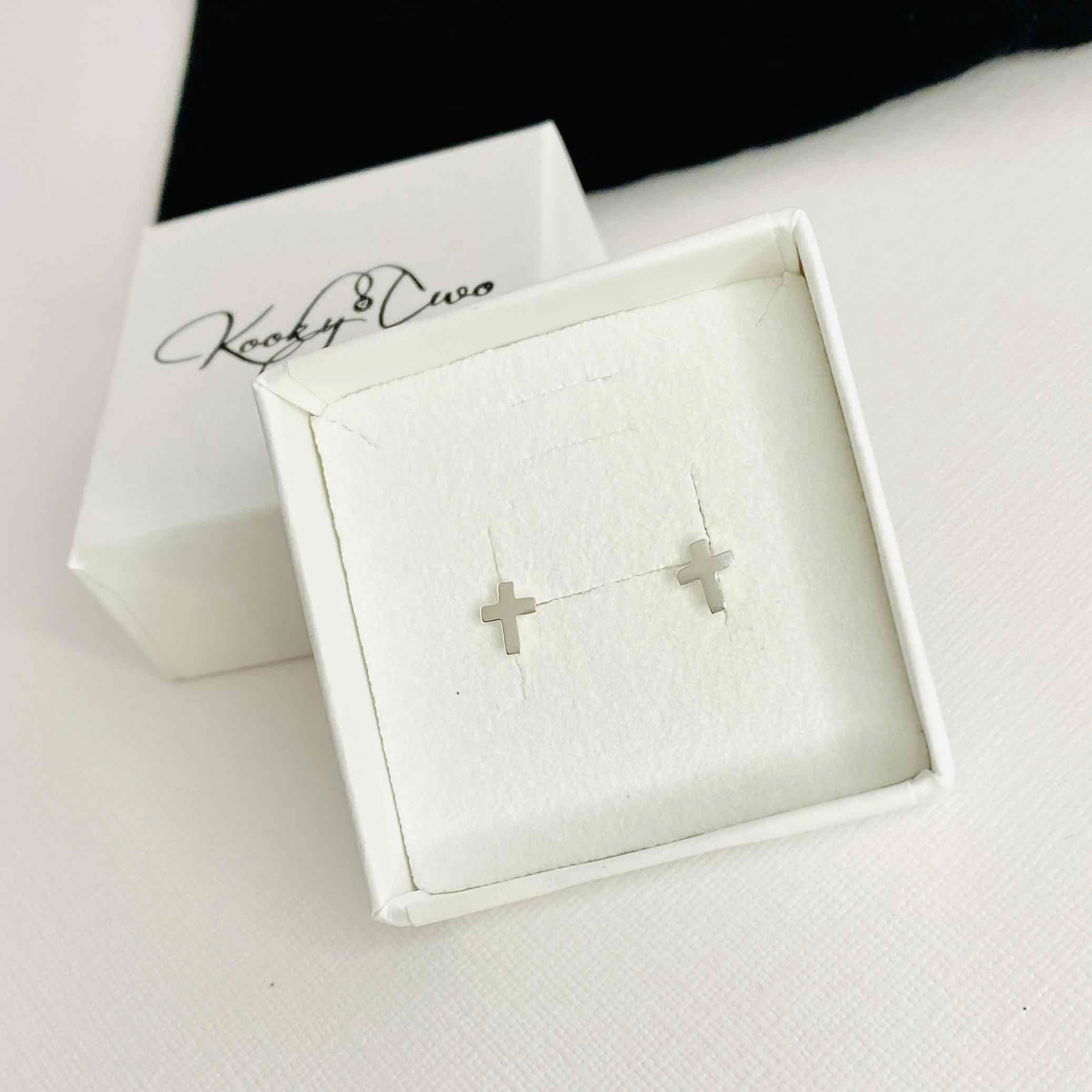 Silver Cross Stud Earrings
