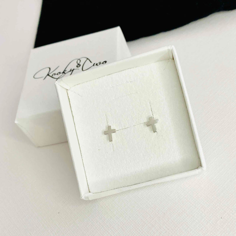 Silver Cross Stud Earrings
