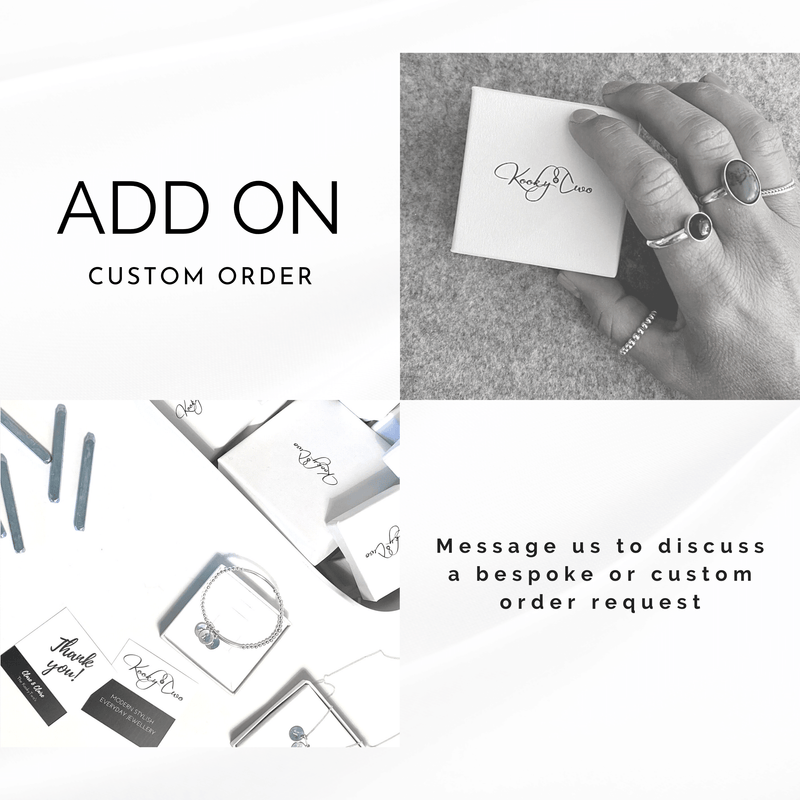 If you would like to speak to us about a custom jewellery order or bespoke jewellery order, please message us via chat.