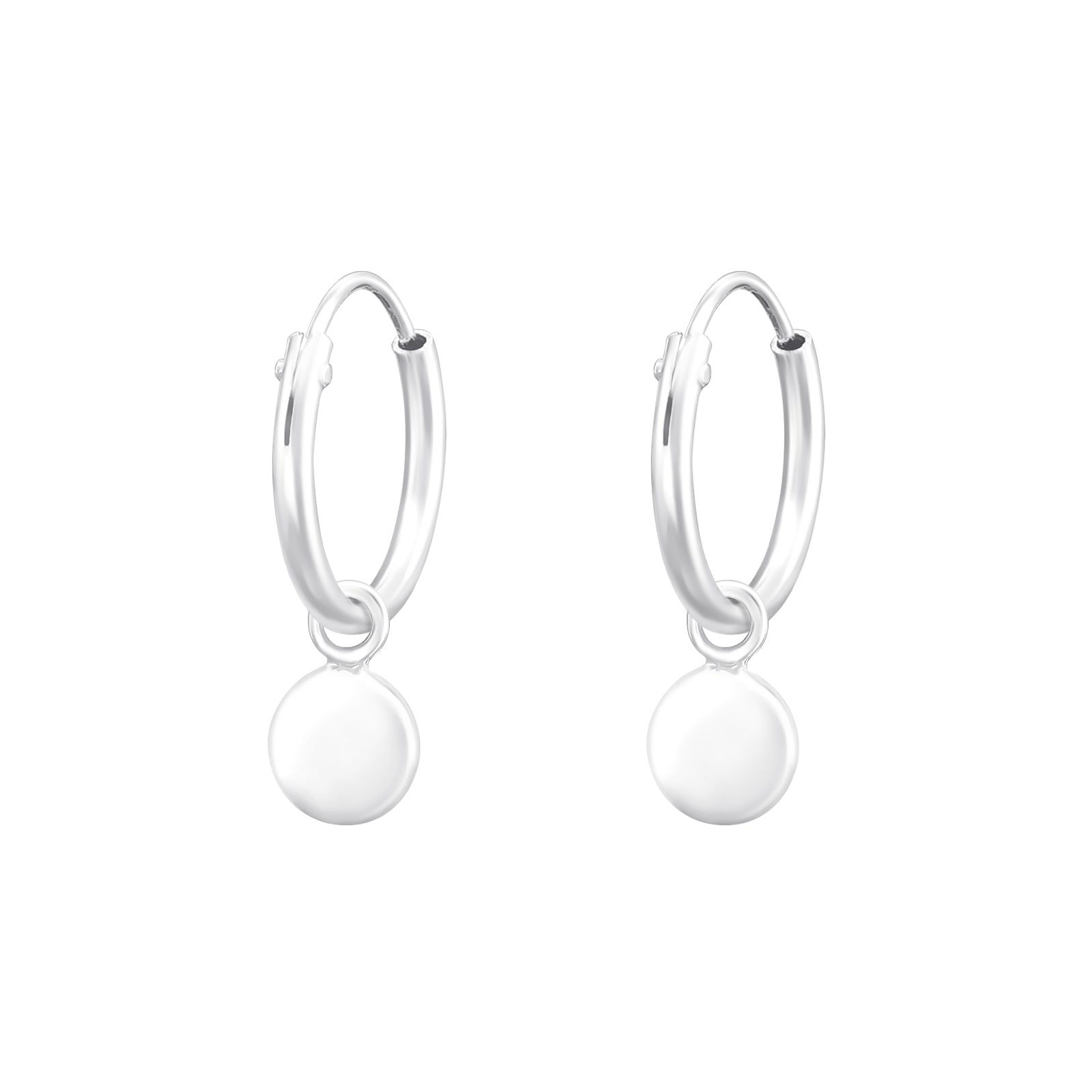 Disc hoop earrings sterling silver