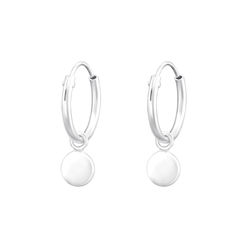 Disc hoop earrings sterling silver