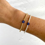 evil eye bead bracelets in sterling silver and 14k gold filled. Gold beads are not plated beads
