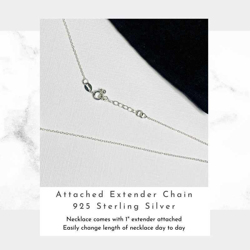 Extender chain on sterling silver necklace.