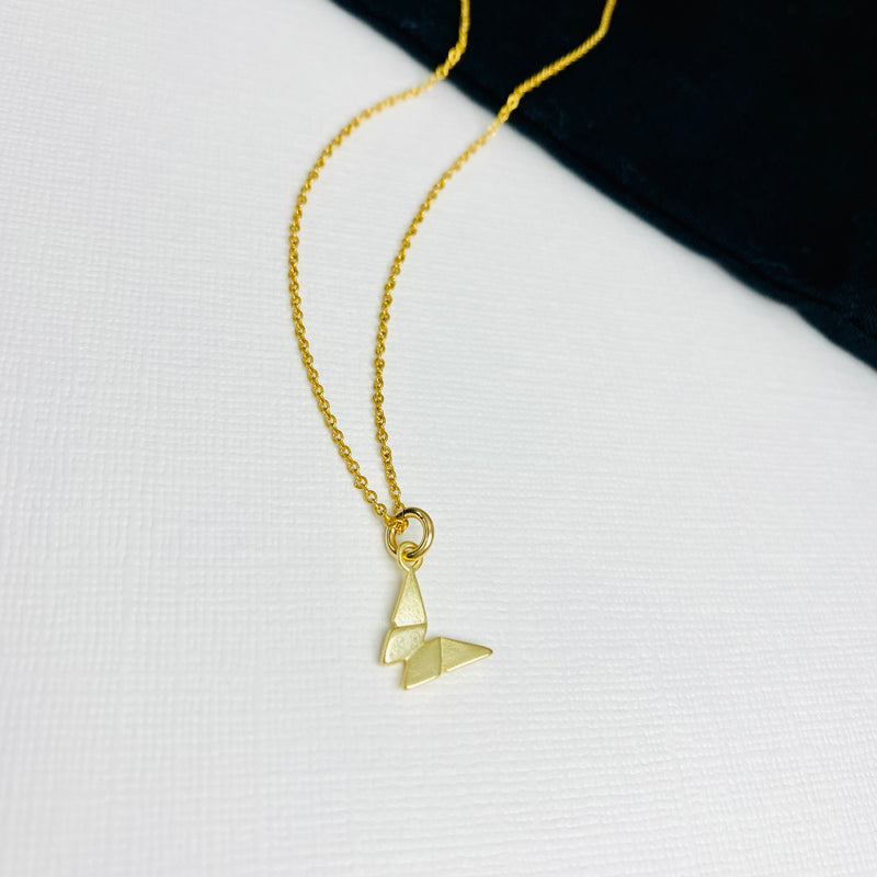 Gold Butterfly Charm on Gold Necklace