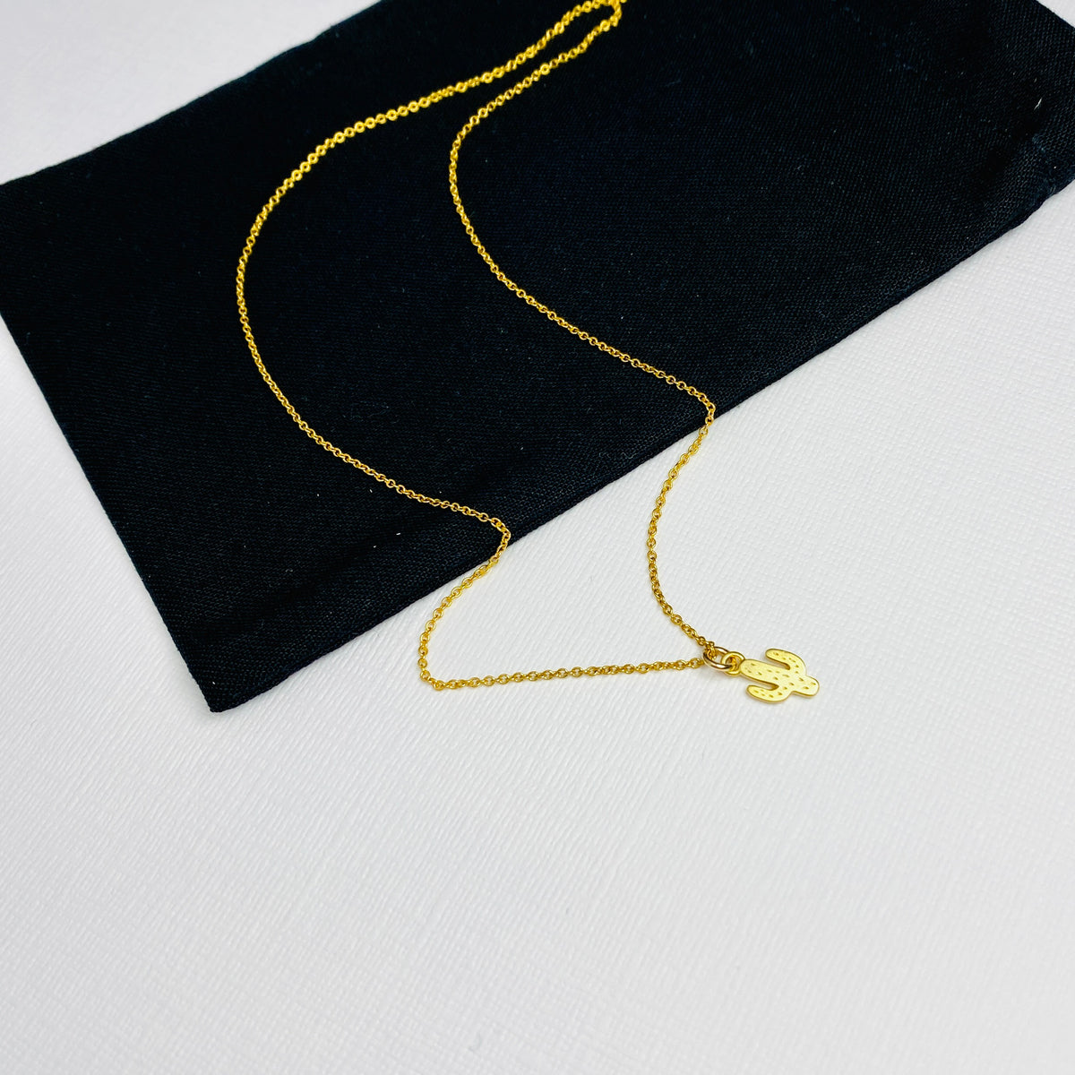 Mini Gold Cactus Necklace - KookyTwo