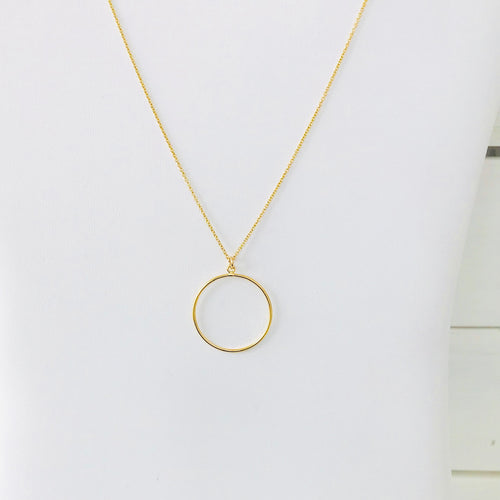 Gold circle pendant necklace. Choose a necklace length.