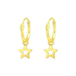 Mini gold hoop earrings with gold stars