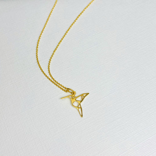 Hummingbird necklace in 14k gold fill. KookyTwo.