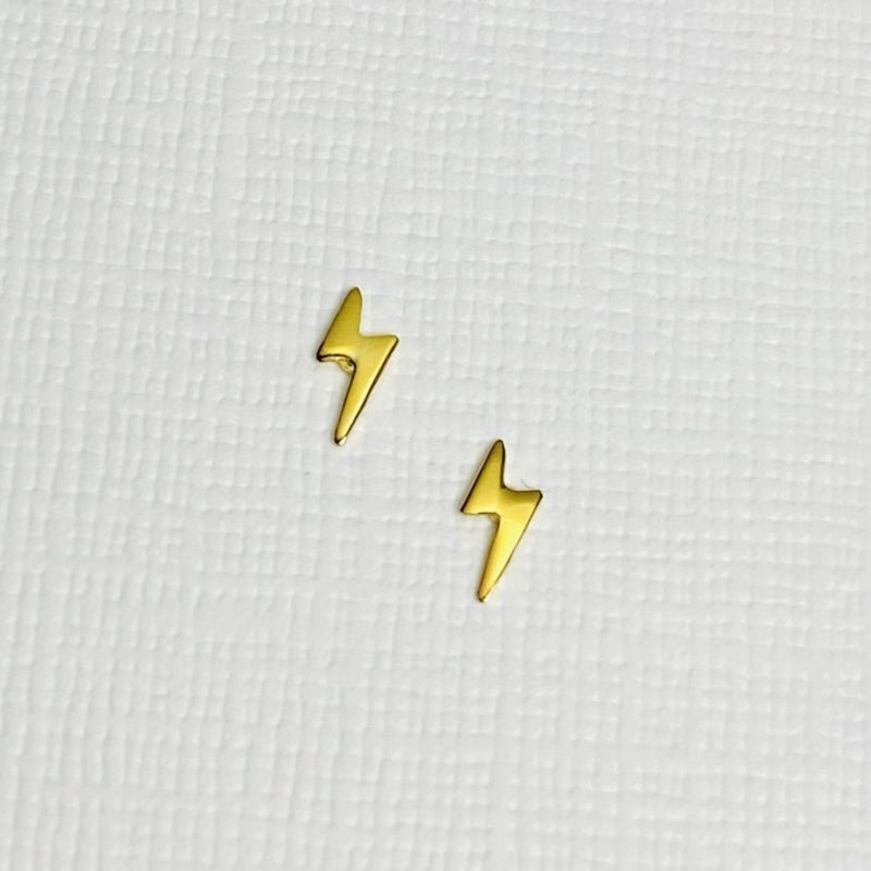 Mini Gold Lightning Bolt Stud Earrings. Mini stud earrings gold. thunder bolt earrings.