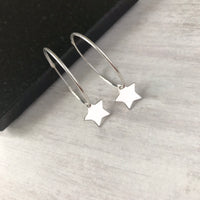 Silver Star Hoop Earrings - KookyTwo