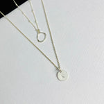 Silver Initial Disc Circle Necklace Set