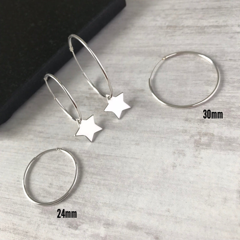 Silver Star Hoop Earrings - KookyTwo