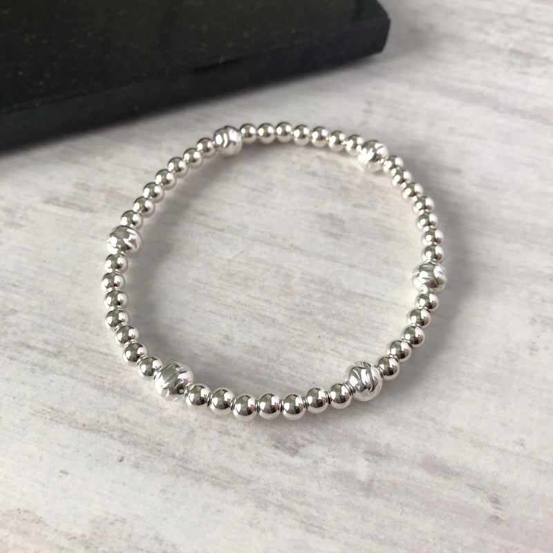 Silver Hammered Bead Bracelet - KookyTwo