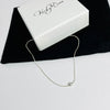 Dainty Silver Bead Necklace with singular shiny bead - KookyTwo