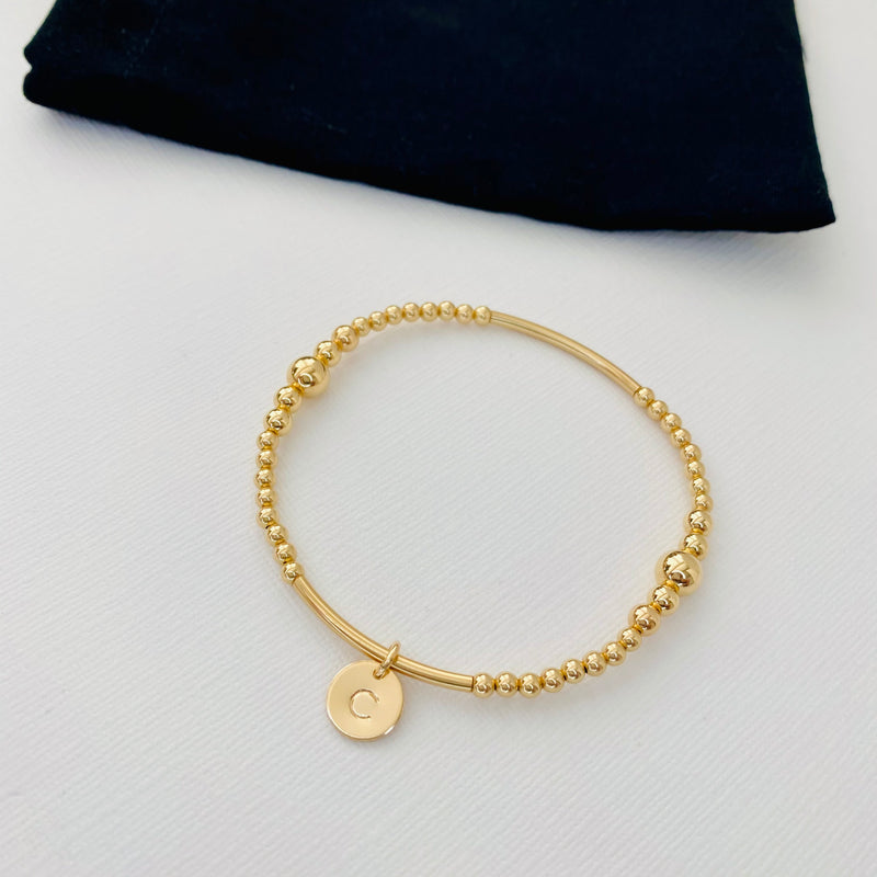 Gold Personalised Disc Bracelet