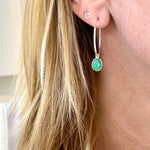 Silver Chrysoprase Hoop Earrings - KookyTwo