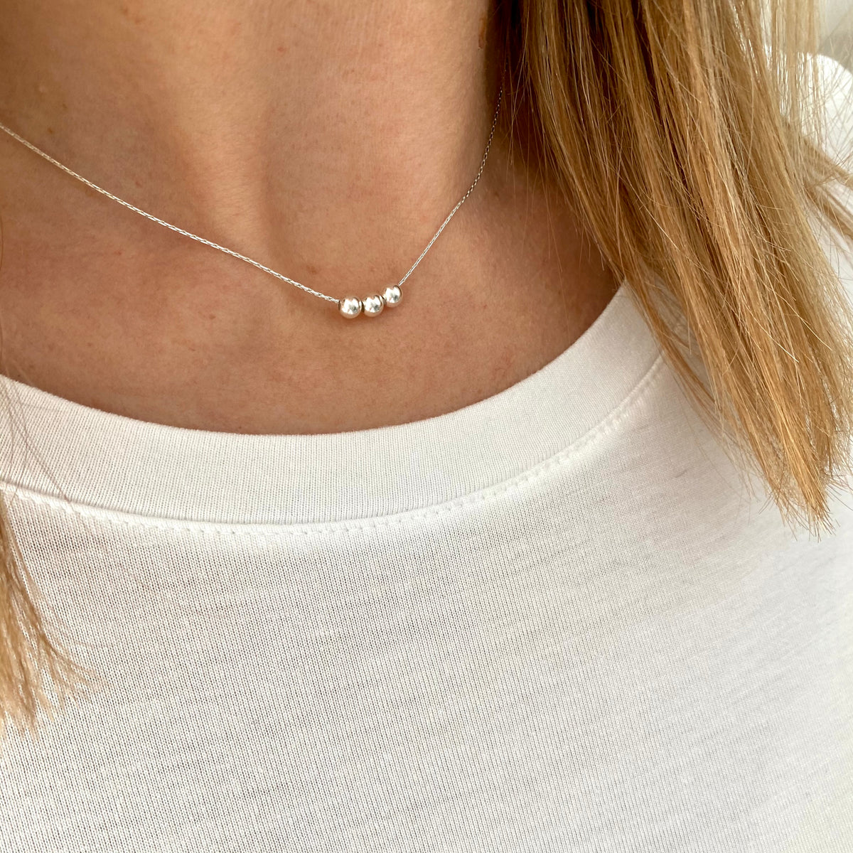 30th Birthday Necklace | Silver Three Bead Necklace - KookyTwo