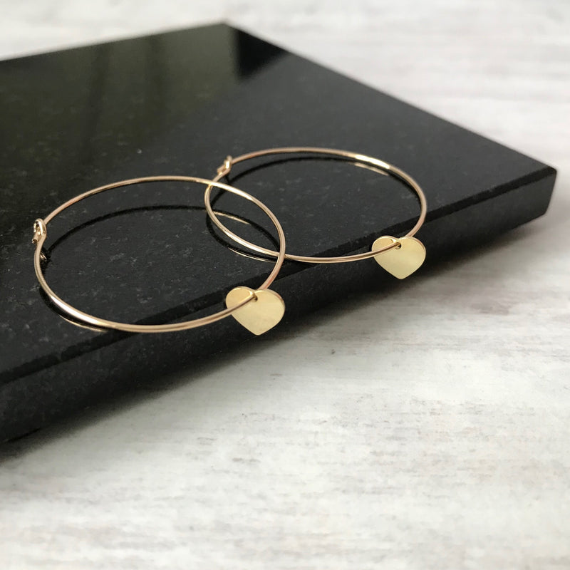 Gold Heart Hoop Earrings - KookyTwo