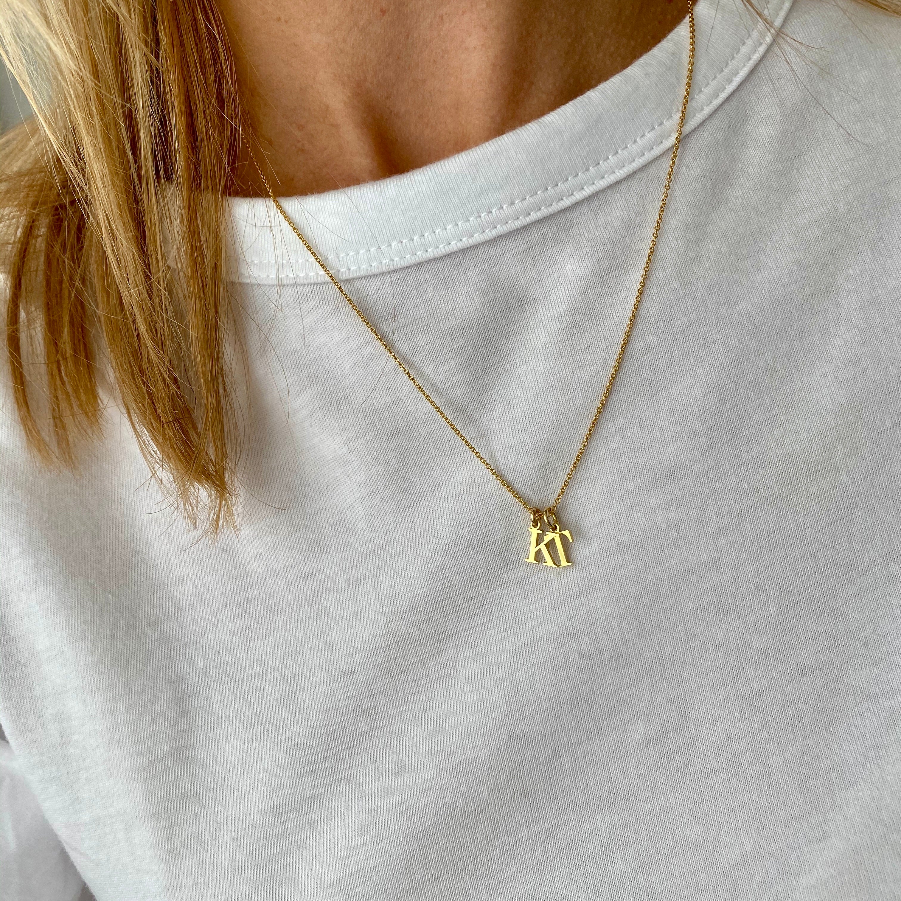 Gold Multi Letter Necklace Gold Multi Initial Necklace Personalised KookyTwo