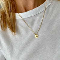 Gold Multi Initial Necklace with Gold Letter Charms.