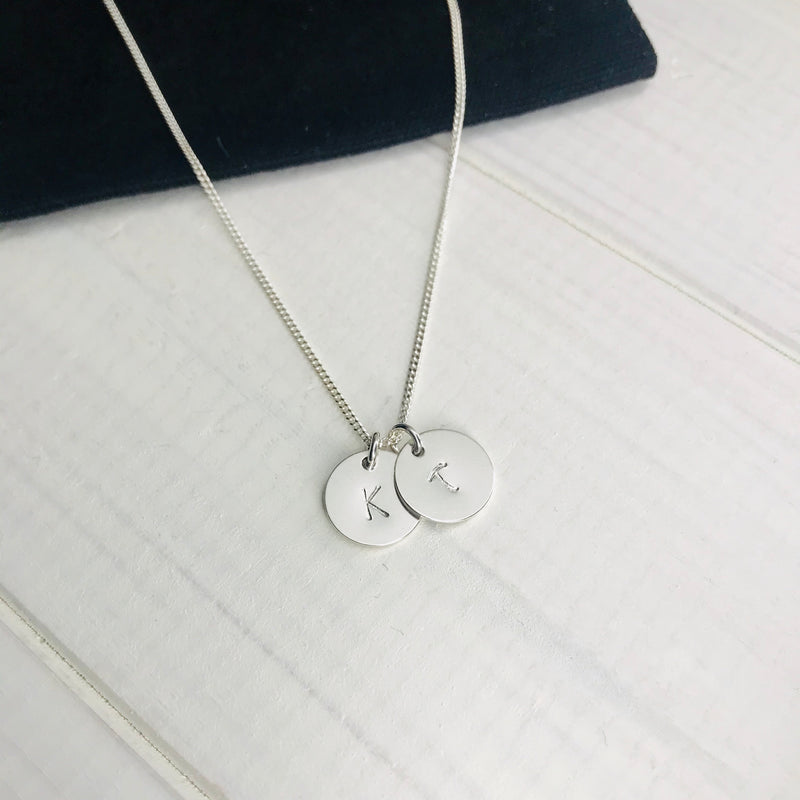 Silver Two Initial Personalised Disc Necklace - KookyTwo