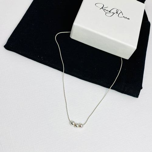 30th Birthday Necklace | Dainty silver three bead necklace - KookyTwo