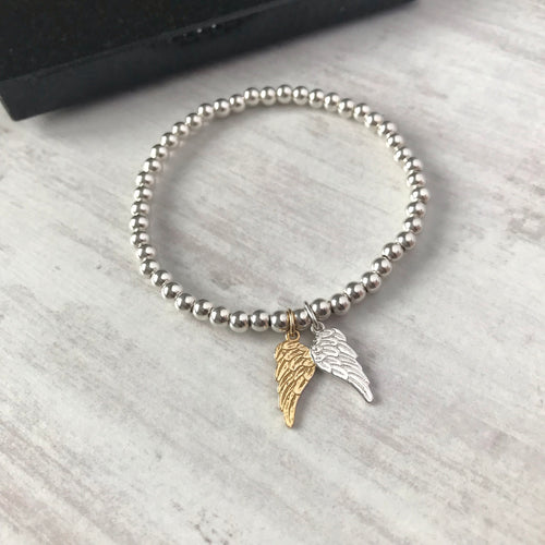 Silver and Gold Angel Wing Bracelet - KookyTwo
